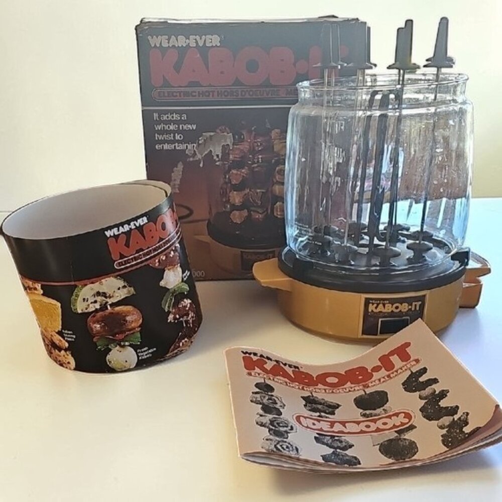 Vintage  Wear-Ever Kabob-It  Electric Hot Hors D'oervre/Meal Make Pyrex Skewers